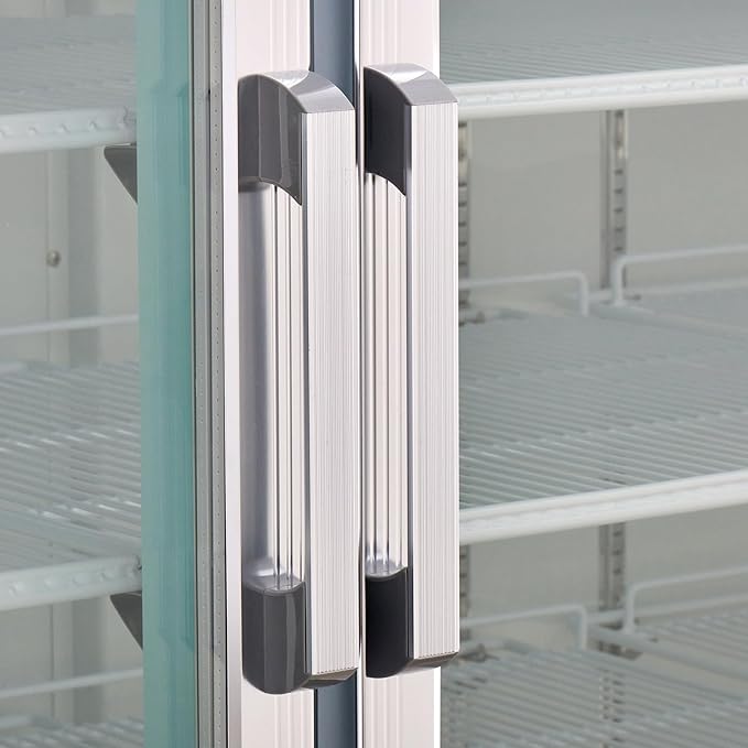Kratos Commercial Three Door Merchandising Freezer, Large Glass Door White Mobile Display Freezer for Markets and Stores, 78" Wide, LED Lighting, 115V (67K-229)