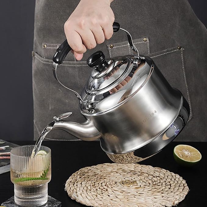 Tea kettle, 2.1 Quart Food Grade 304 Stainless Steel Tea Kettle for Stove top Whistling Teapot with Cool Touch Ergonomic Handle, Suitable for All Heat Sources(2L)