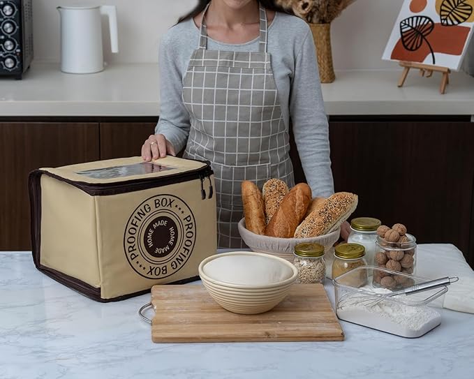 Bread Proofing Box – Bread Proofer, Dough Fermentation Box with Carry Bag, Sourdough Starter Warmer, Foldable & Zippered, Temp & Timer Controller, Ideal for Pizza, Yogurt, Kombucha – For Home Bakers