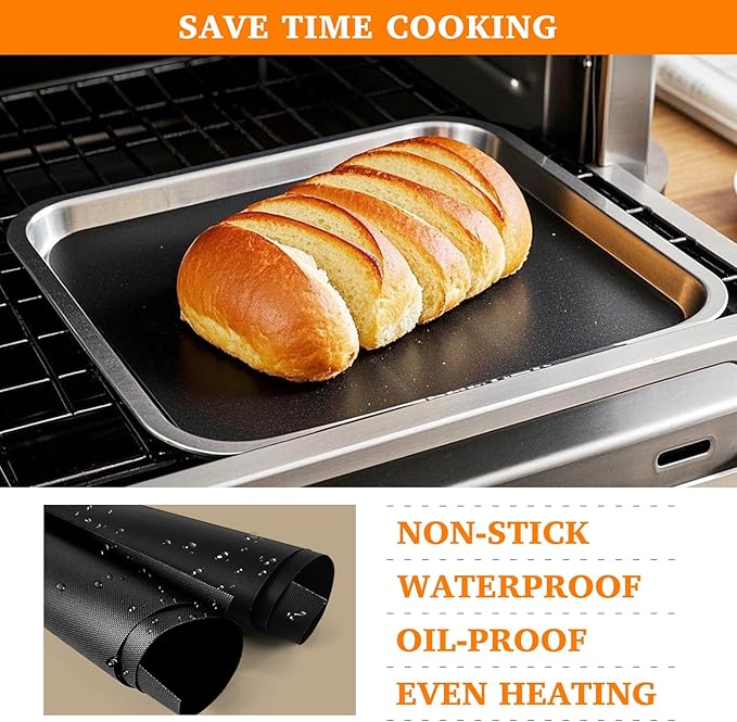 Air Fryer Liners Reusable Teflon Mats Compatible with Nuwave Bravo xl Air Fryer Toaster Smart Oven, Baking Sheet Liners AirFryer Accessories for Nuwave 12-in-1 30qt Oven, 5 Pcs, 9x13 inches