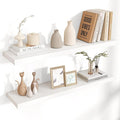 Floating Shelves for Wall 36"W x 7.8"D x 1.5"H, Engineered Wood Wall Shelves with Invisible Brackets for Living Room Bedroom Bathroom Office Kitchen Decor and Storage, White Finish, Set of 2