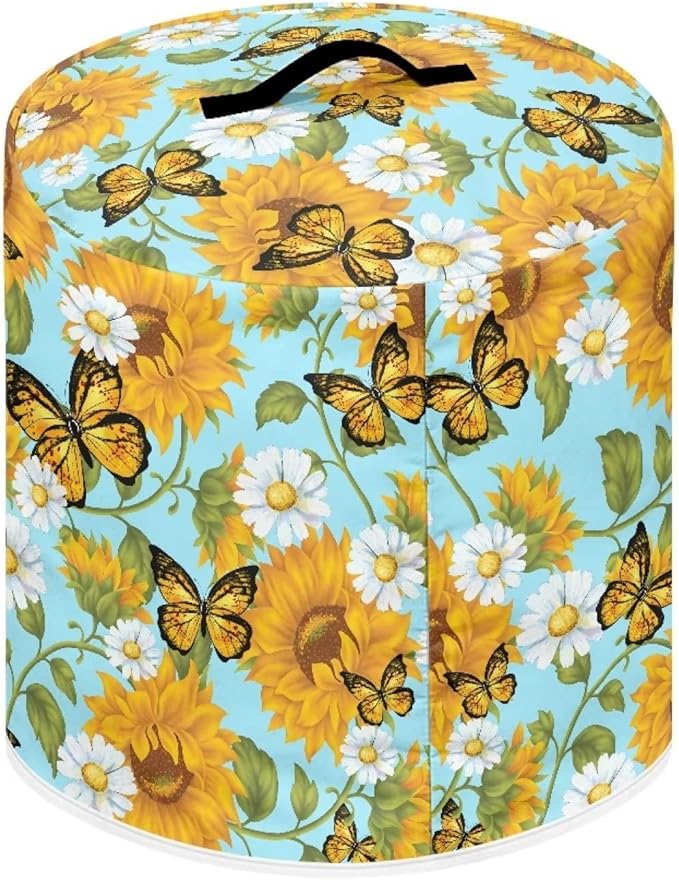 Butterfly and Sunflower Kitchen Decor Accessories Appliance Dust Cover for Electric Pressure Cooker/Air Fryer/Rice Cooker/Steamer/Toaster,Pressure Cooker Cover 6 qt
