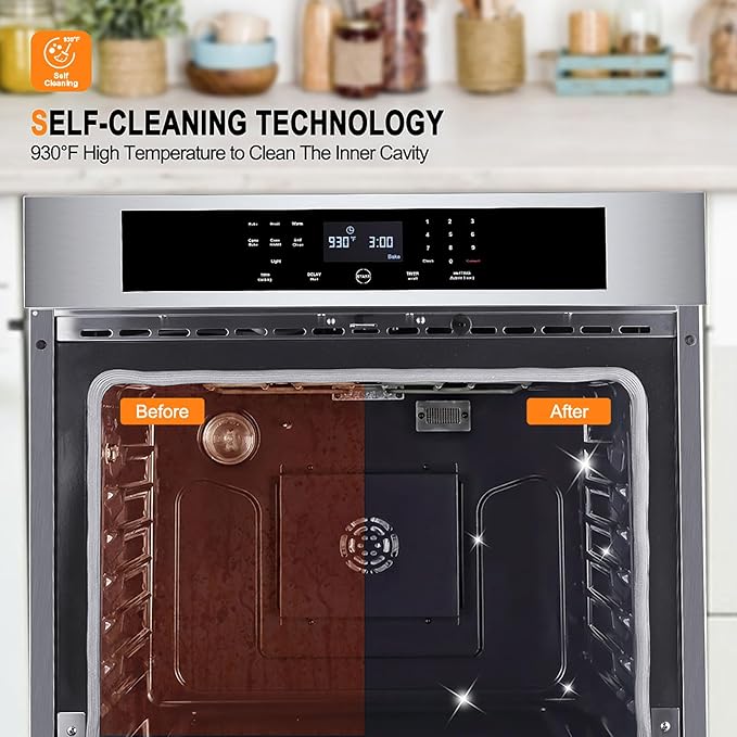 GASLAND 30 inch Electric Wall Oven,Gasland Built-in 8 Cooking Function Single Ovens with Self-cleaning Convection Fan Touch Control,Stainless Steel
