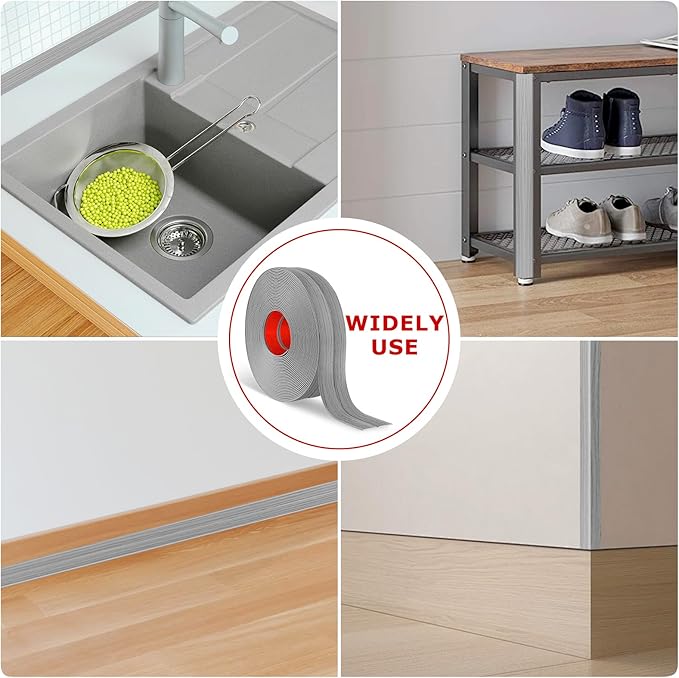 Flexible Wall Corner Protector Moulding Trim Peel and Stick Wall Corner Guards Edge Protector Self Adhesive Molding Trim Strip for Edge Ceiling (Light Gray Wood Grain, 2.4 in x 20 Ft)