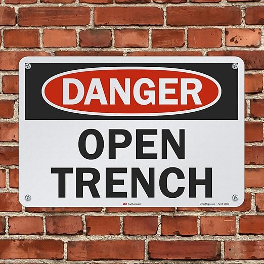 SmartSign "Danger - Open Trench" Sign | 12" x 18" 3M Engineer Grade Reflective Aluminum