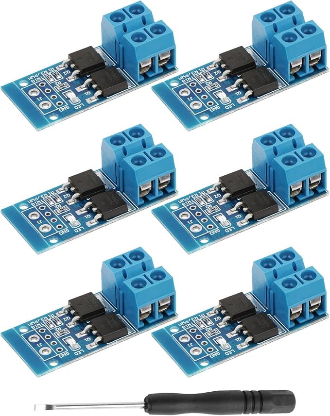 RIIEYOCA 400W Dual High-Power MOSFET Trigger Module, 0-20KHz PWM Motor Controller, 5V-36V 15A(Max 30A) DC Motor Speed Controller for Arduino, DIY Projects（6Pack）