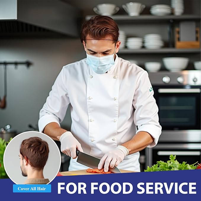 Teenitor 50pcs 24'' Hair Nets for Food Service Workers, Unisex, Professionals, Various Ages, Hair Net, Brown, Solid, Nylon, Large, Modern, Pull-On