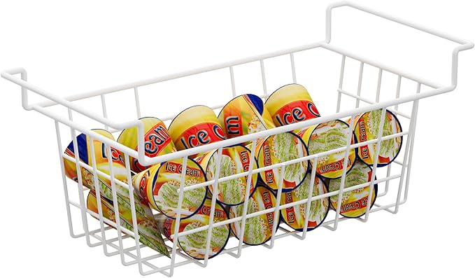 SANNO Chest Freezer Baskets, Deep Freezer Organizer Bins Sturdy Metal Wire Freezer Organizer for Home Kitchen, 17.5in