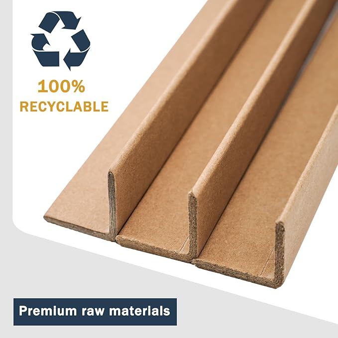 Cardboard Edge Protectors for Shipping - 2"W x 2"D x 48"L,Edge Protector, Pallet Corner Protectors, V-shape cardboard,Box Corner Protector,Packaging Edge Protectors,Brown, .16Ga - 60/Pack