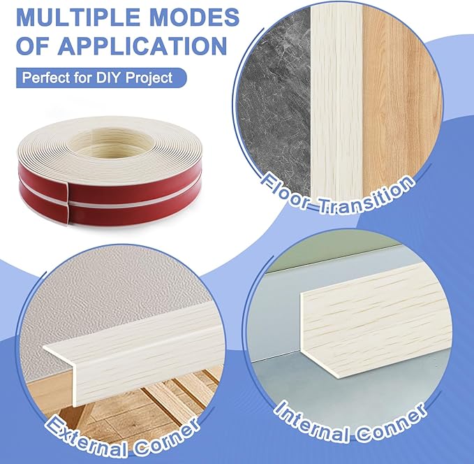 Wall Corner Protector Moulding Trim Peel and Stick Wall Corner Guards Trim Flexible Self Adhesive Edge Protector Moulding, 2.4 in x40 Ft, Beige Wood