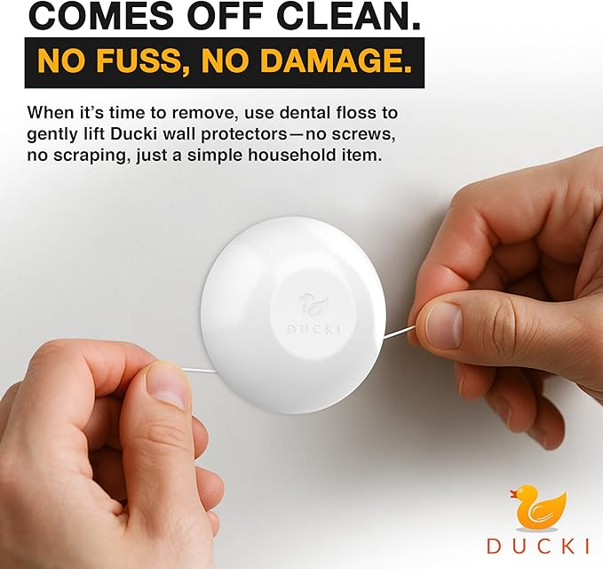 Ducki Door Wall Bumper Protector - Self Adhesive Stopping Shield Prevents Damage & Noise for Knob Handle, Refrigerators, Furniture Home or Office, Shock Absorbing, Discreet, Reusable - 4 Pack Clear