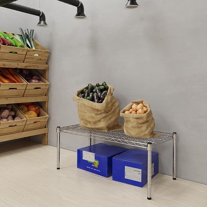 18''W x 36''L x 14''H Chrome Plated Wire Dunnage Rack | Off The Floor Storage