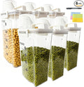 6-Pc Airtight Cereal Storage Containers Set(1.8L×3 & 2.5L×3), Cereal Containers Storage with Pour Spout & Measuring Cup, BPA-Free Plastic Canisters for Rice, Flour, Pet Food Kitchen Pantry