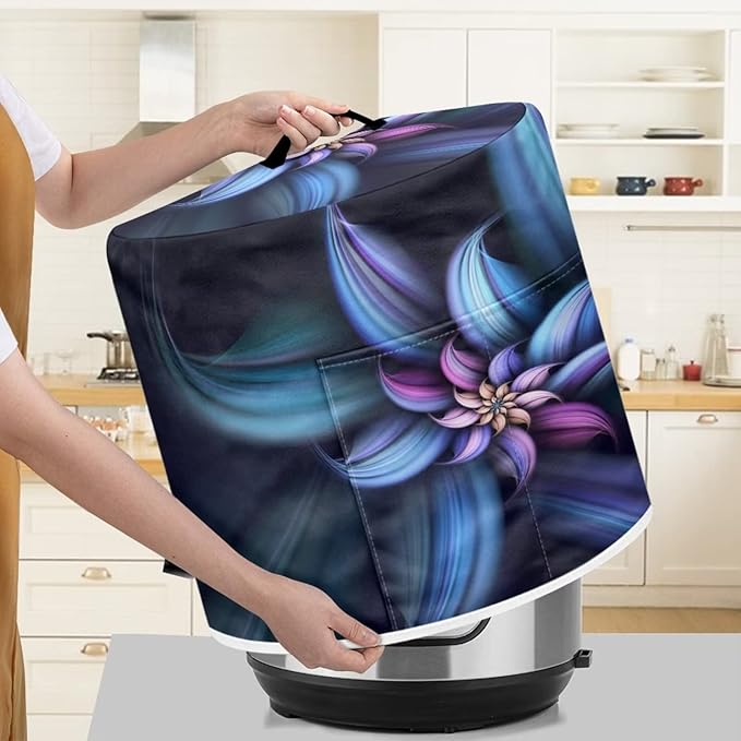 Dust Cover for 8 Quart for Pressure Cooker and Extra Accessories, Dust Proof Easy to Clean Electric Appliance Cover Air Fryer Accessories with Pocket, Blue Purple Flower