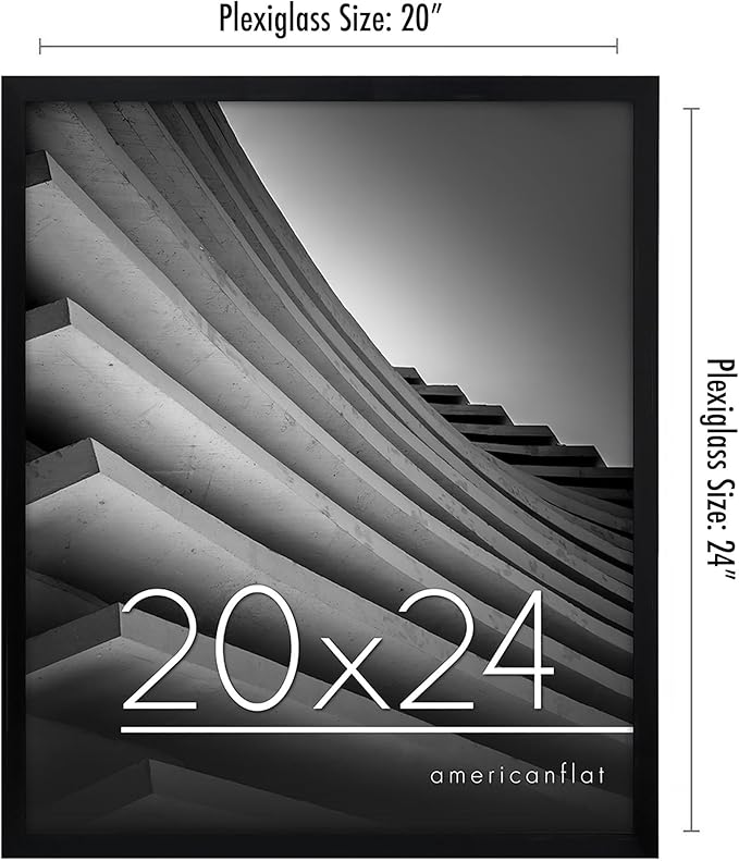 Americanflat 20x24 Picture Frame with Polished Plexiglass - Streamline Collection - Thin Border Picture Frame for Wall Display - Hanging Hardware Included - Black