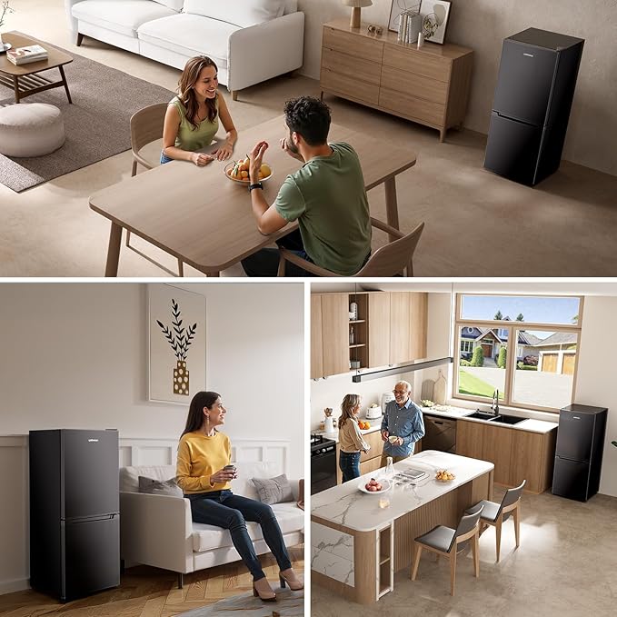 Upstreman 4.0 Cu.Ft Small Refrigerator with Bottom Freezer, Large Capacity Small Fridge with Freezer, Mini Refrigerator for Bedroom, Apartment, Kitchen, BM40 (Black)
