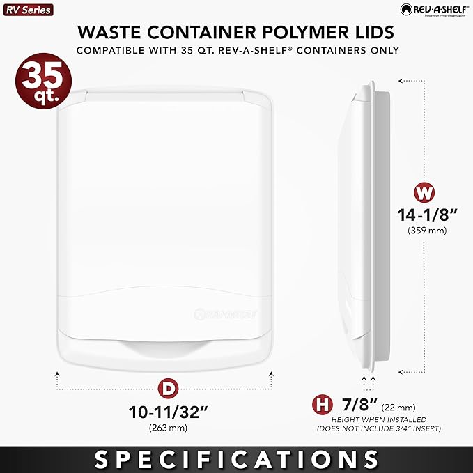 Rev-A-Shelf 50 Qt Under Sink Garbage Can Lid for Base Kitchen and Bathroom Cabinet, Replacement Plastic Trash Bin Lid Only, Green, RV-50-LID-G-1-40
