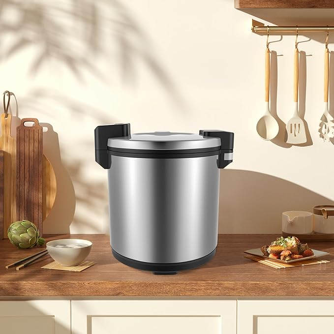 23L Electric Rice Warmer, 110W Commercial Food Warmer,Food Warmer With Rice Spoon,Stainless Steel Hot Holding Cabinet With Temperature Settings For Rice Soup Stew, Commercial Home Kitchen Use