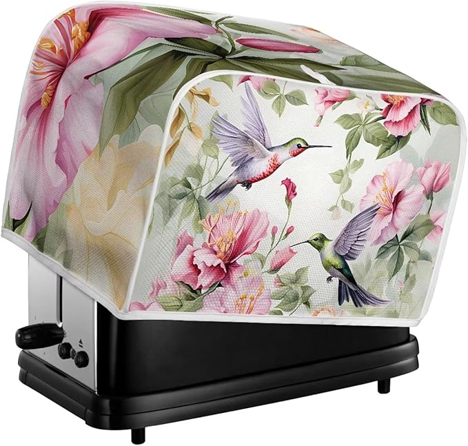 Hummingbird Flower Print Toaster 2 Slice Cover Appliance Dust-proof Cover Fingerprint Protection for Kitchen Small Appliance