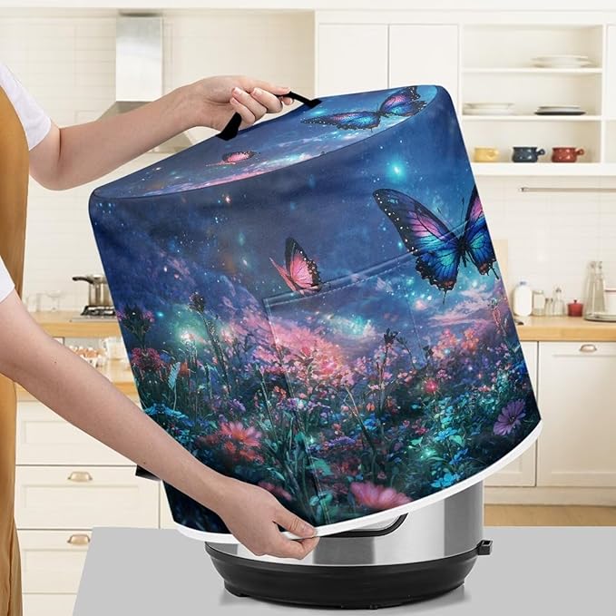 Purple Butterfly Dust Cover Compatible with 6 QT Instant Pot and Extra Accessories for Electric Pressure Cooker Rice Cooker and Air Fryer Insulated Protector Cover Keep Appliance Clean