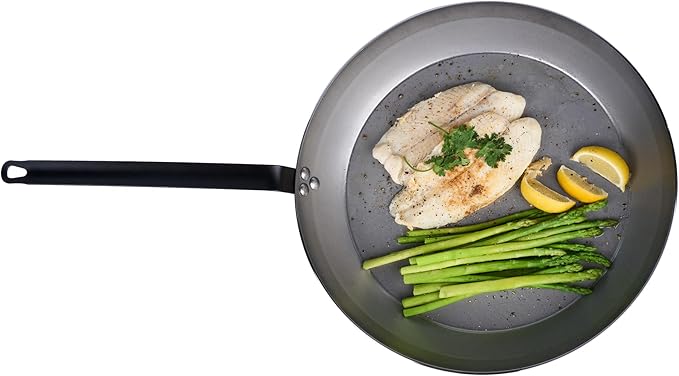 Restaurantware Met Lux 16 Inch Fry Pans, 6 No-Stick Frying Pans - Induction-Ready, Triple-Riveted, Silver Carbon Steel Cooking Skillets, Durable, For Searing, Sauteing, And Browning Food