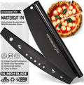 KitchenStar 14-Inch Pizza Cutter Rocker Blade - Sharp Stainless Steel Slicer Knife, Protective Cover, Black Nonstick, Large - Professional Pizza Oven Accessories
