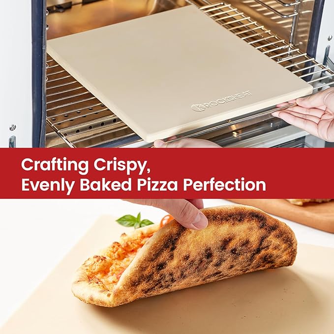 12x12x0.6 Inch Cordierite Pizza Stone, Oven & Grill Safe, Food-Grade Baking Stone for Crispy Crust Pizza, Bread, Pie & Cookies