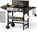 Sophia & William 4-Burner BBQ Propane Gas Grill Griddle & Stove Combo, 482 SQ.IN.Cooking Area, 52,000 BTU Gas Barbeque Grills Outdoor Cooking with Two Shelves for Outside Patio Barbecue, Black