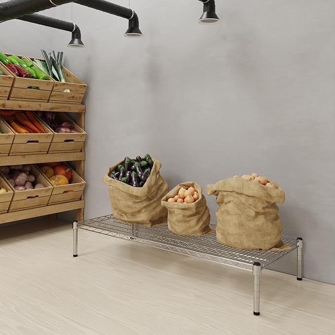 21''W x 48''L x 8''H Chrome Plated Wire Dunnage Rack | Off The Floor Storage