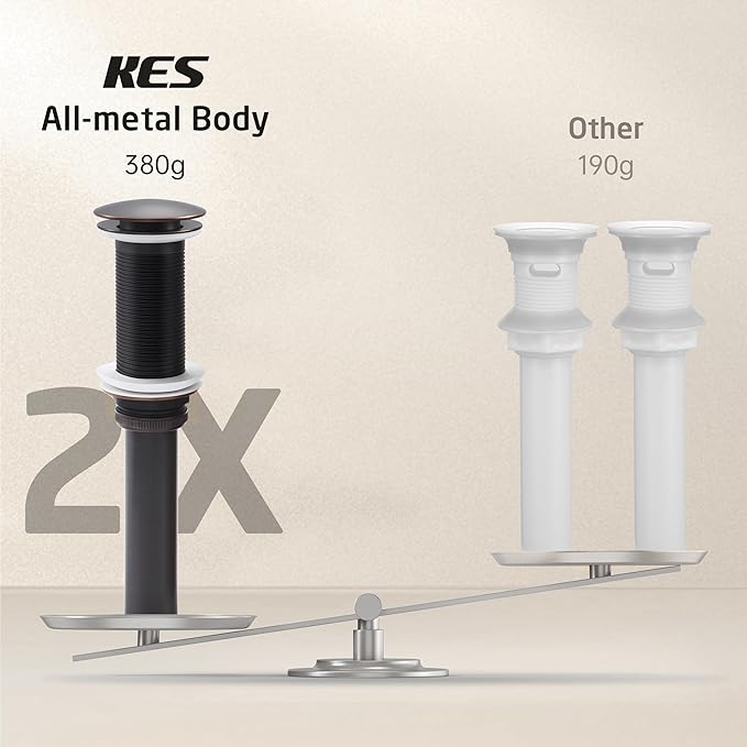 KES Oil Rubbed Bronze Bathroom Sink Drain with Extended Thread, All Metal Pop Up Drain Stopper without Overflow for Thicker Vessel Sinks and Countertops, Brass and Stainless Steel, S2022D-ORB