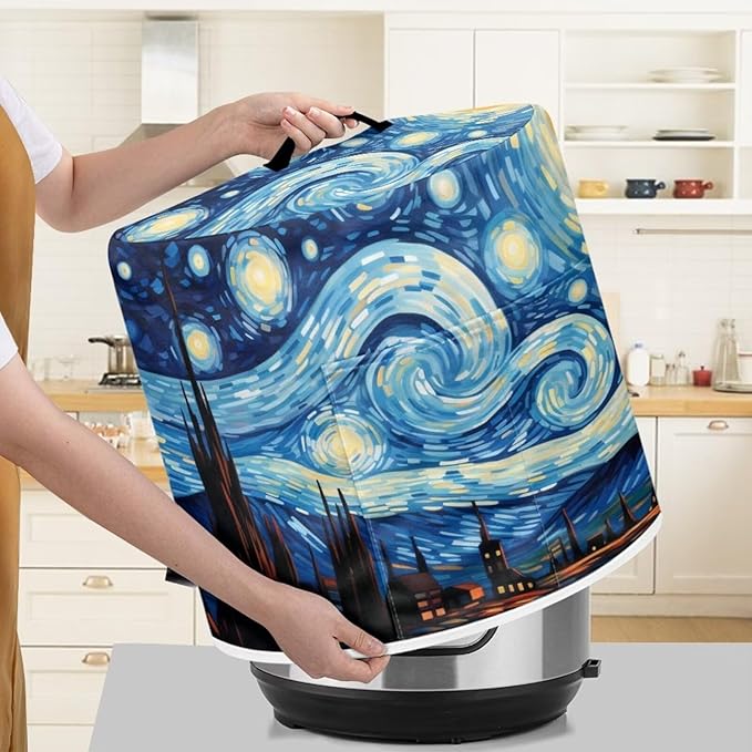 Starry Night Pressure Cooker Covers for Women Insulated Rice Cooker Covers with Easy to Clean Lining Stain Resistant Dust Cover with Pockets for Instant Pot 6 Quart Appliance Cover