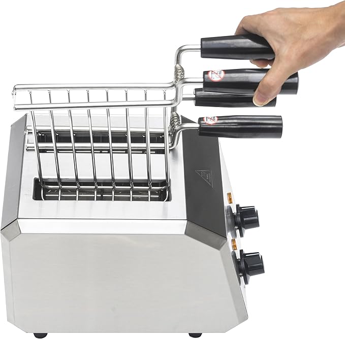 2 Slice Electric Sandwich Toaster, 600W per Slot for Energy Efficiency with SUS 304 Tongs, 8 Minutes Timer, Removable Crumb Tray, For Home and Commercial Use.
