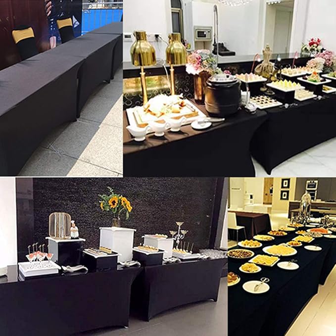 RELIANCER 2 Pack Stretch Spandex Table Covers for Rectangular Tables,8FT Elastic Fitted Tablecloth,Universal Rectangular Table Cloth Protector for Outdoor Party,Wedding,Bar,Birthday,Banquet,Events