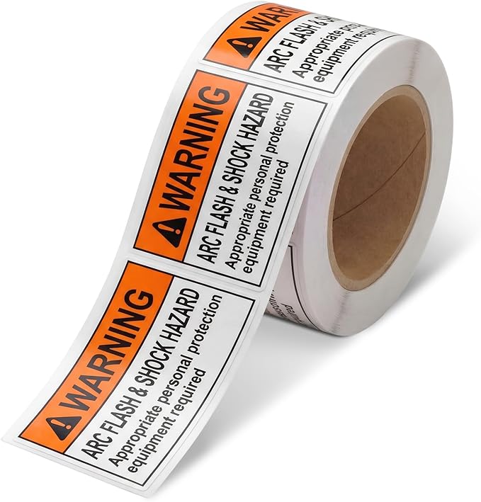 100 Pcs Warning Arc Flash and Shock Hazard Label - 2 x 4 Black & Orange Electrical Safety Warning Decal High Performance Polyester Safety Sticker Signs for the Workplace