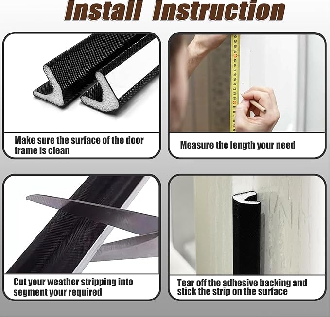 19.6 FT Door Frame Adhesive Weather Stripping Seal Strip PU Foam, PE Cover, Groove Slot Installation for Large Gap, Sound Heat Insulation, Dust Water Moisture Prevention (19.6ft, Black，Adhesive)