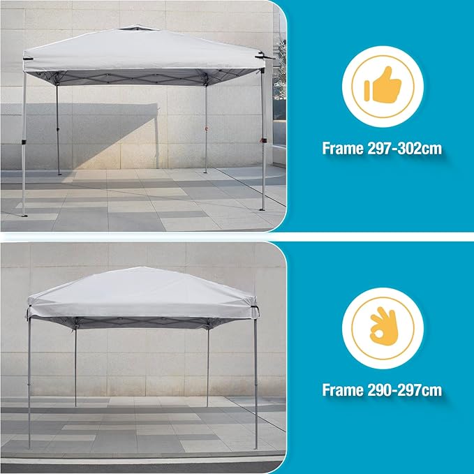 10x10 Canopy Replacement Top Cover with Air Vents for Pop up Canopy Gazebo Tent, with Adjustable Strap, Waterproof & Anti-UV for Outdoor Shade (Frame Not Included) (White)