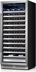 Yeego 24 Inch Wine Fridge – 40°F-65°F Wine Cooler Refrigerator, 304 Stainless Steel Glass Door Lock, Temperature Memory Blue & White LED Built-in Wine Fridge with Adjustable Shelves (89 Bottle)