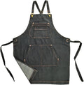 CACHIL Denim Apron with Pockets, Cross Back Apron for Men Women, Jean Work Aprons for Hairstylist Barber Grilling Gardening