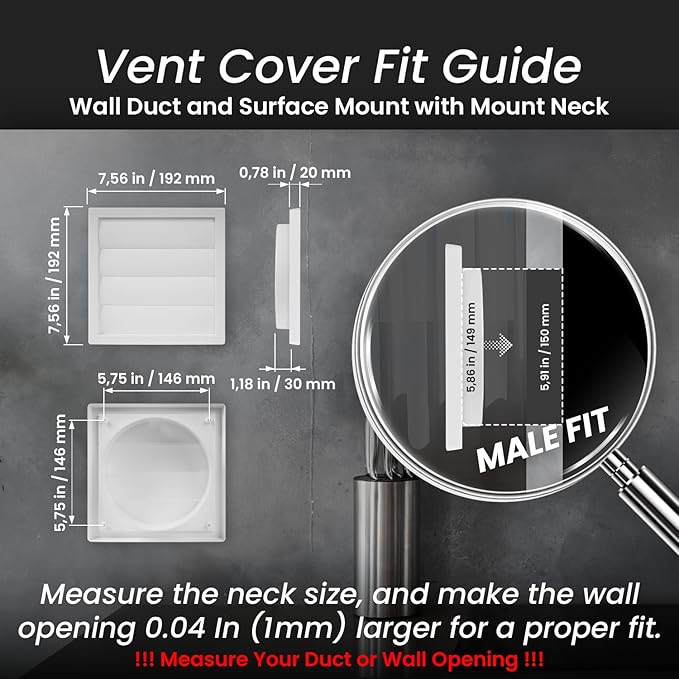 Repa Market 6 Inch Vent Cover - White Plastic Shutter Wall Vent Cover - Louvered Vent Cover for Outdoor - Hood Vent, Exhaust Vent for Bathroom, Kitchen, House HVAC Air Duct Vent Cover Outside
