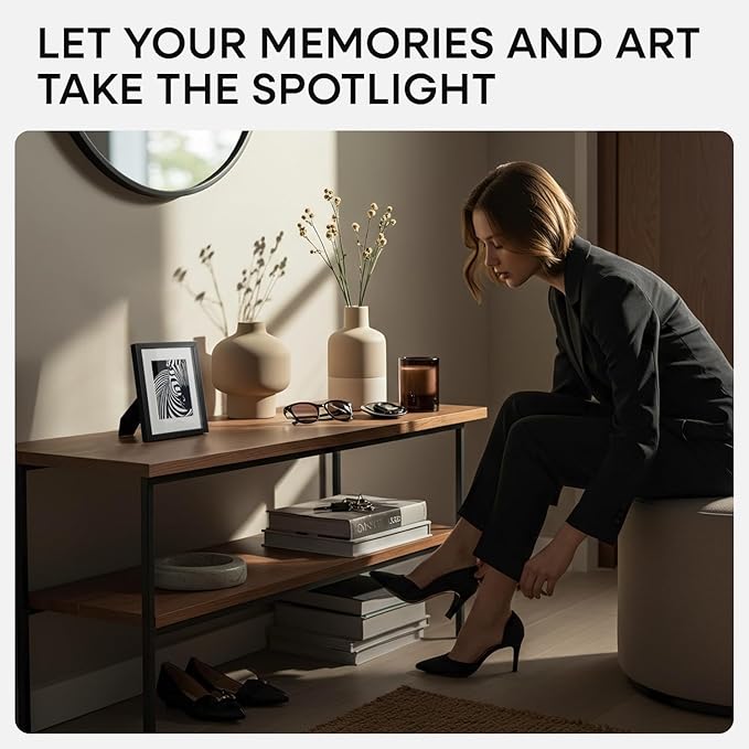 Homeforia 5x7 Picture Frame Black, High End Metal 5 x 7 Black Frames with Mat 4 x 6 for Art, 5x7 Desk Frame Matted to 4x6 inch Photo, 5 by 7 Wall or Tabletop Frames, Tempered Glass, Wall Kit, Set of 2