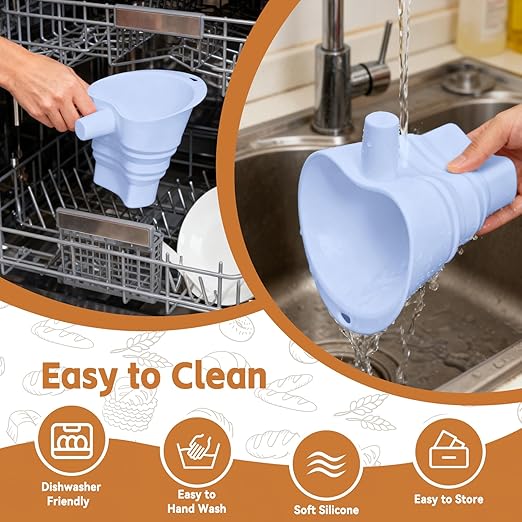 Flour Funnel for Kitchen Aid Mixer - Stand Mixer Attachment Compatible with (KSM150) 4.5-5 Qt Tilt-Head Mixers,Easy Pour Anti-Splash Baking Tool, Dishwasher Safe, for Egg Liquid and Both Flour -Blue