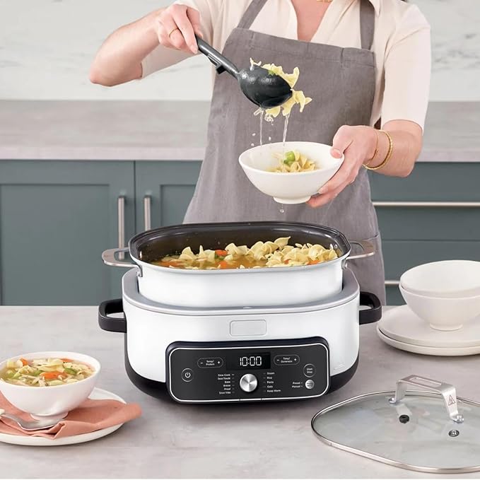 Ninja PRO Plus with 11-in-1 Smart Cook SystemPRO MC1000 8.5Qt Multicooker, Cooker,Warmer, Glass Lid, Integrated Spoon, Nonstick (WHITE)