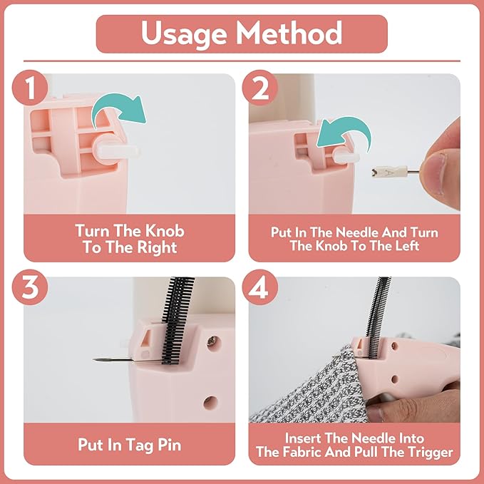 Clothing Label Gun,Standard Retail Price Tag Labeling Gun Kit,Having 5 Needles, 1000 Micro Fasteners,Suitable for Store,Warehouse,Consignment,Yard Sale,etc.(Pink-1)