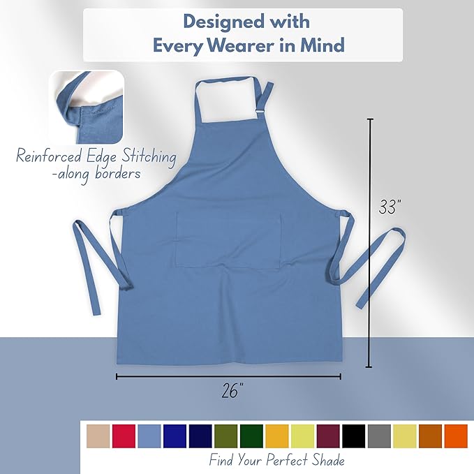 Native Fab Kitchen Apron 2 Pack - 100% Cotton Adjustable, Durable Apron with Pockets, Perfect for Cooking, Baking, Grilling