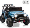 2 Seater Ride on Car Toy for Kids, 24V 4x4 Ride-on Truck, w/Parent Control, Soft Start, 3 Speed, 4-Wheeler Suspension, Bluetooth, LED Lights, Electric Car for Kids Toddler Ages 3-8, Lake Blue