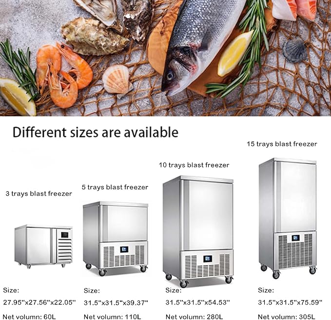 Kolice Commercial 15 Trays Blast Chiller,Chest Freezer,Blast Freezer,220V,1800W,-40°F to +37.4°F for Restaurants,Schools,Bars,Hotels,Canteens to Preserve Hard Ice Cream,Chicken,Sea Food,Dessert,etc