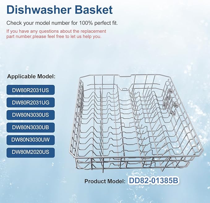 【2026 UPGRADED】DD82-01385A DD82-01385B Dishwasher Upper Rack Replacement Parts Fit for Samsung Dishwaher DW80R2031US, DW80R2031UG, DW80N3030US, DW80N3030UB, DW80N3030UW, DW80M2020US