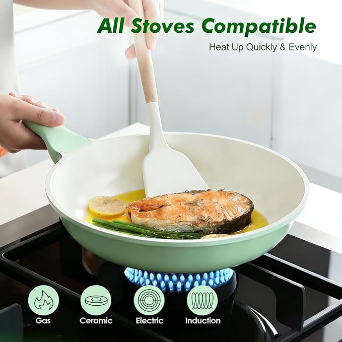 SENSARTE Nonstick Ceramic Frying Pan 11-Inch, Healthy Non Toxic Skillet, Induction Compatible Omelet Pan with Heat Resistant Handle, PFAS-Free