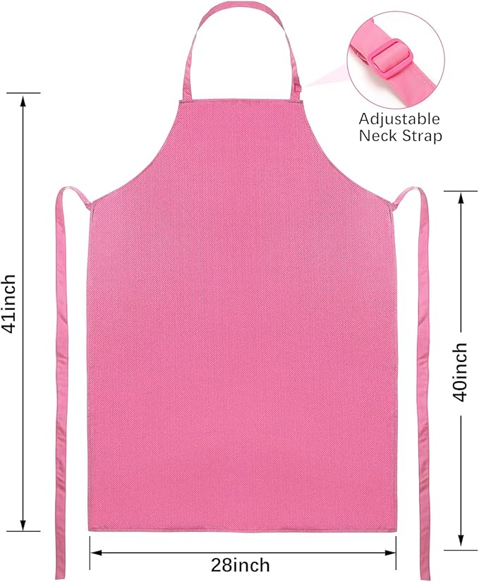2 Pack Waterproof Rubber Vinyl Apron 40 Inch Chef Aprons for Men Heavy Duty Chemical Work Apron Extra Long Grilling Aprons with Adjustable Bib Apron for Dishwashing Lab Butcher Cooking Kitchen PINK
