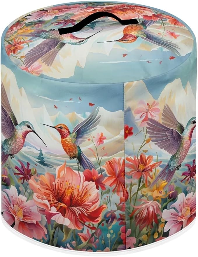 TODIYADDU Fly Hummingbird Dust Cover for Electric Pressure Cooker Waterproof Air Fryer Cover Dust Cover with Storage Pocket and Handle Portable 3 Quart Pressure Cooker Cover Presents